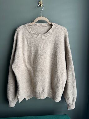 Women's Drop Shoulder Split Hem Loose Sweater